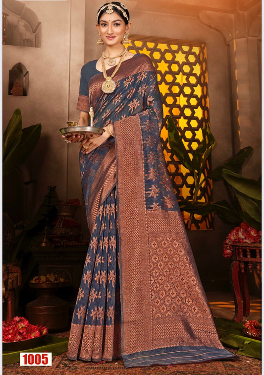 Gray Woven Motifs Saree