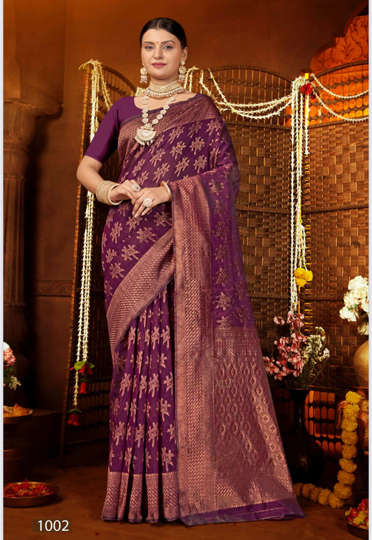 Wine Silk Banarasi Saree
