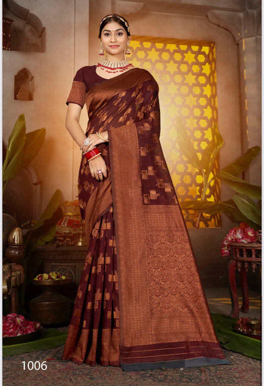Maroon Silk Banarasi Saree