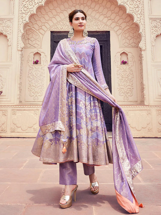 Lavender Jacquard Anarkali Set
