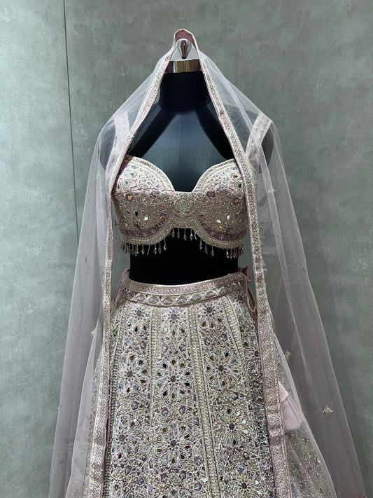 Lavender Mirror work lehnga Choli