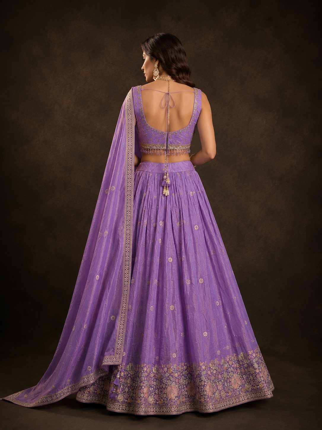 Lavender Purple Embroidered Lehenga Choli with Sequins Work