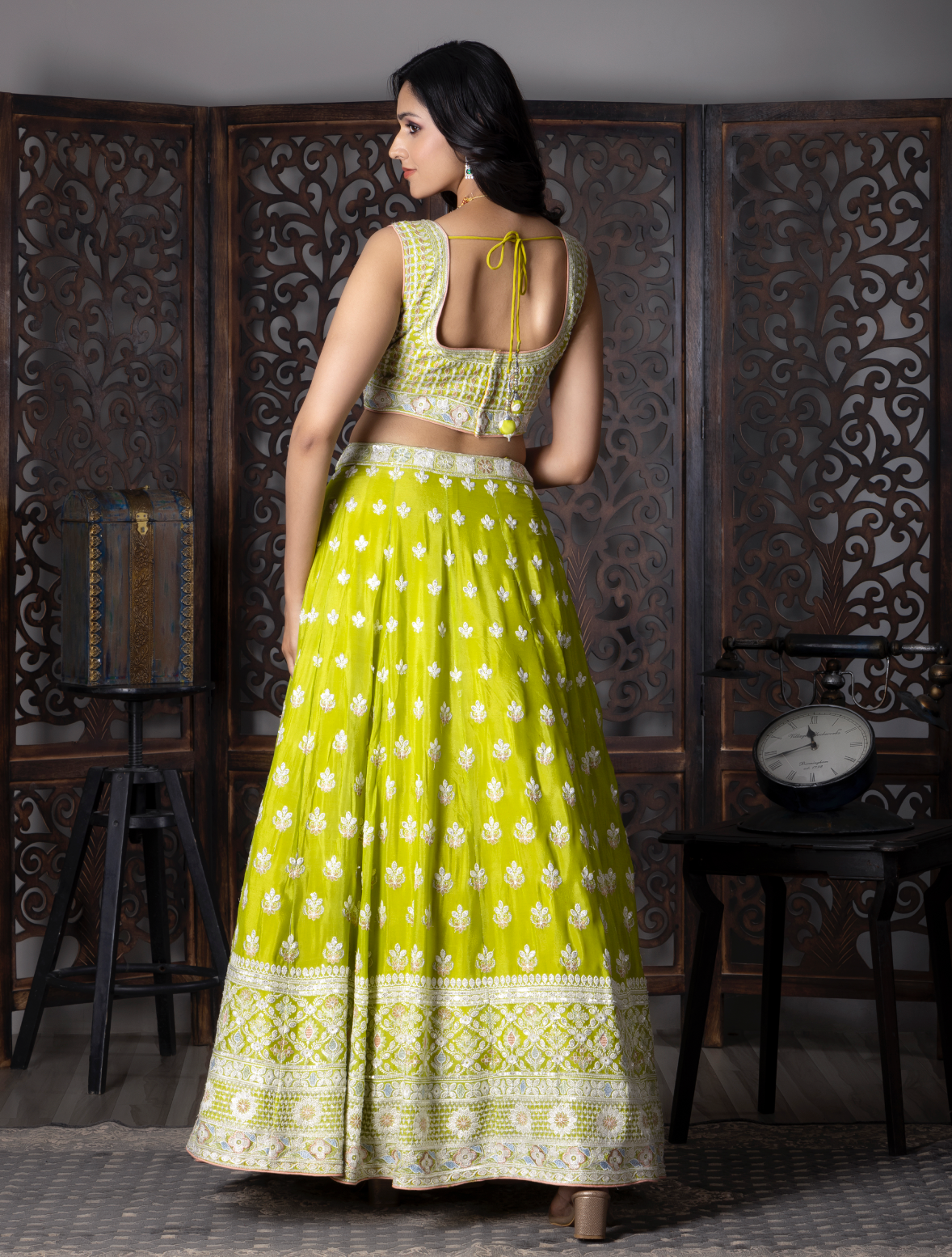 Lemon embroidery Lehenga Choli