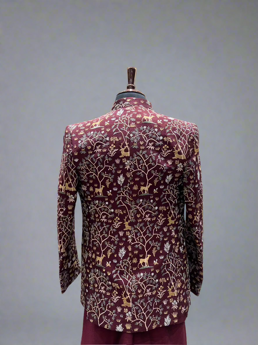 Maroon Indo-Western Ensemble with Elegant Embroidery