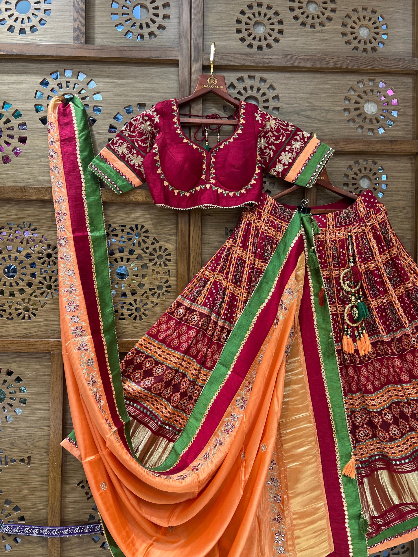 Maroon & Orange Traditional Navratri Chaniya Choli