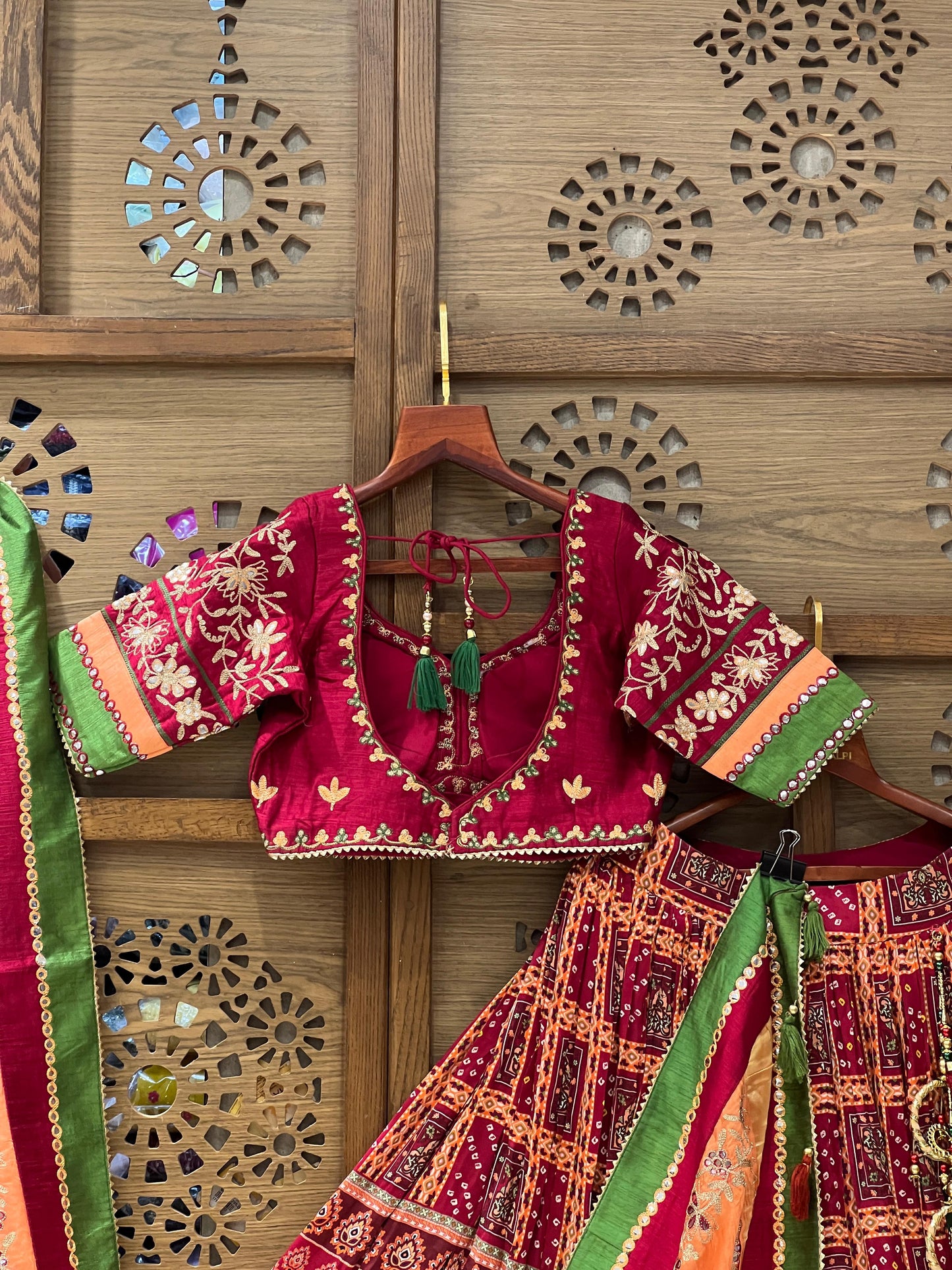 Maroon & Orange Traditional Navratri Chaniya Choli