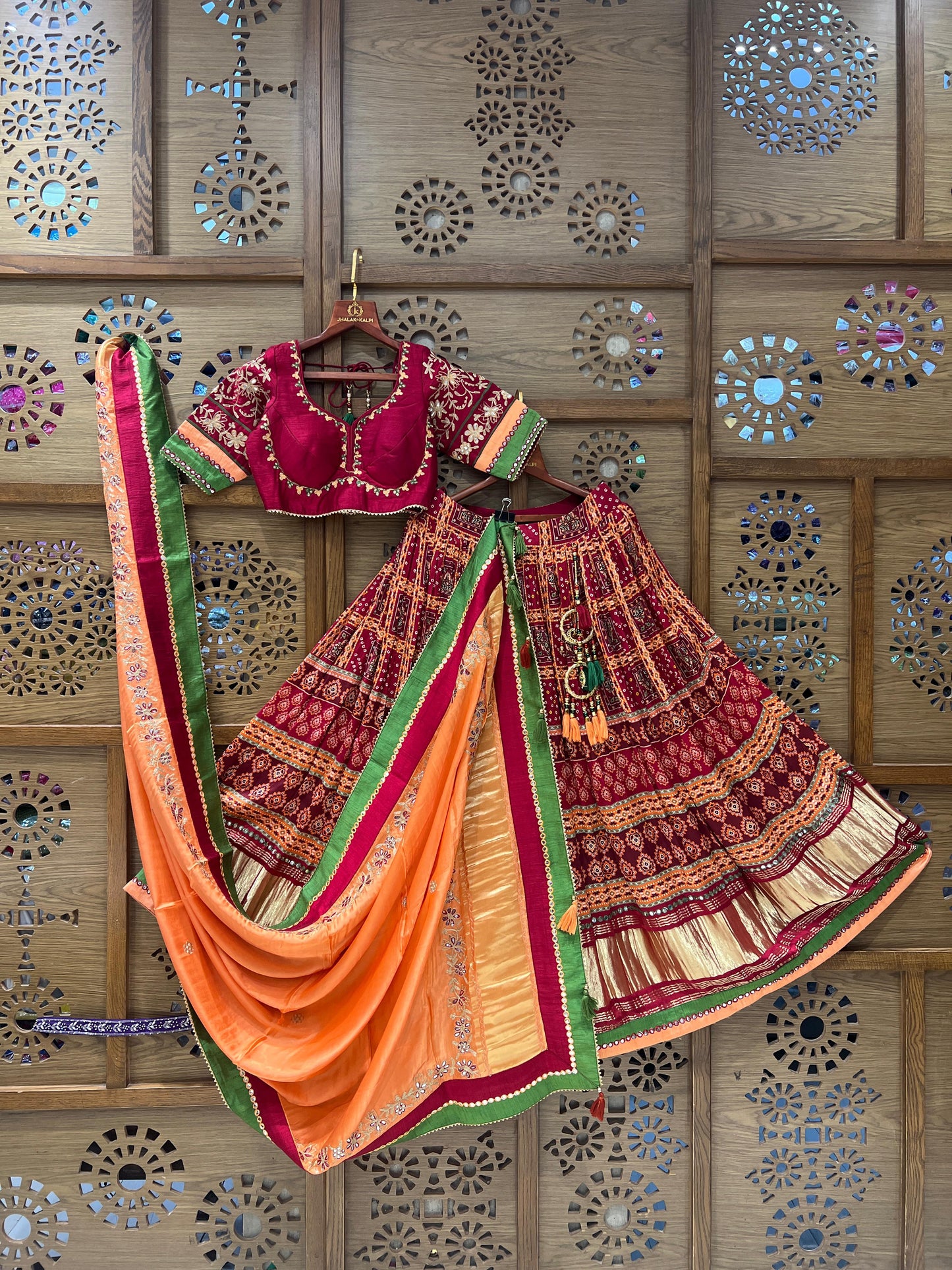 Maroon & Orange Traditional Navratri Chaniya Choli