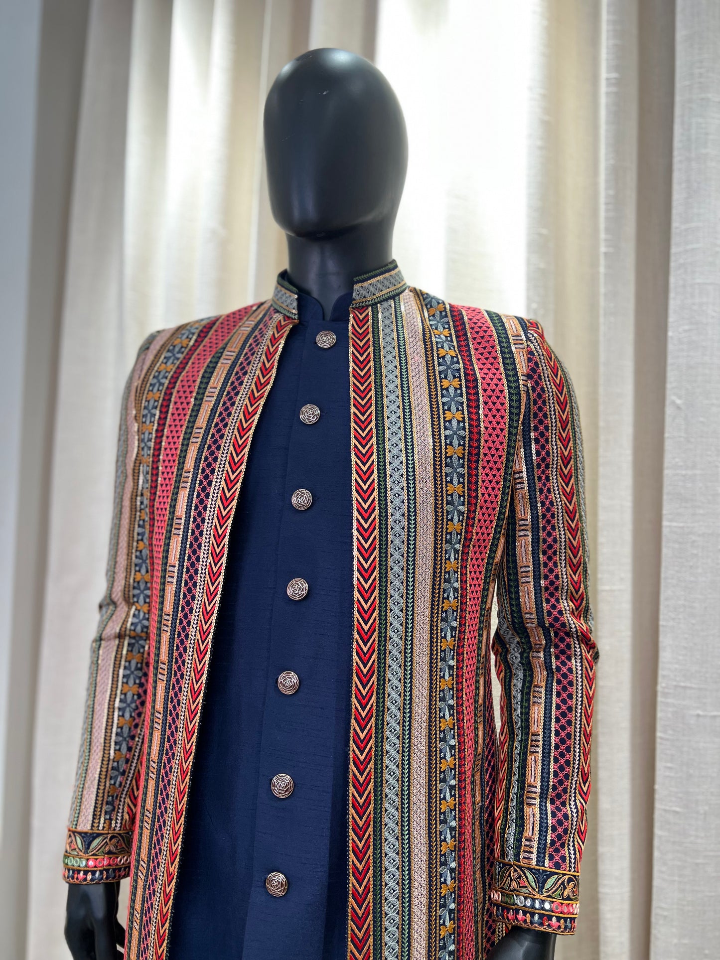 Multi Color Embroidery Work Indowestern