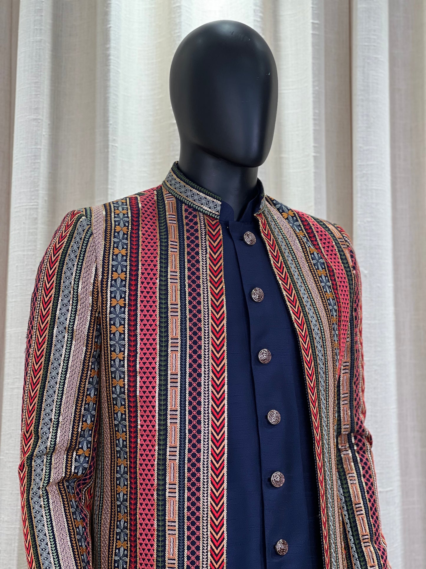 Multi Color Embroidery Work Indowestern