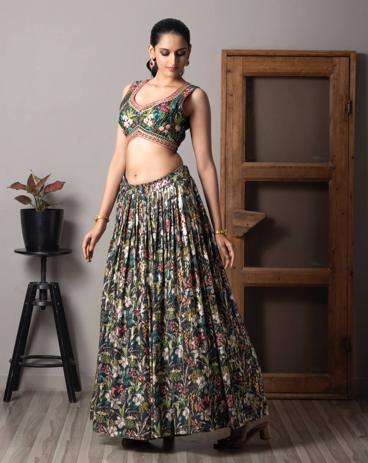 Multi-colour Flora Printed Lehnga Choli