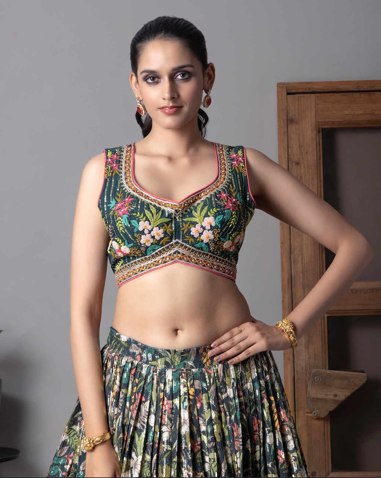 Multi-colour Flora Printed Lehnga Choli
