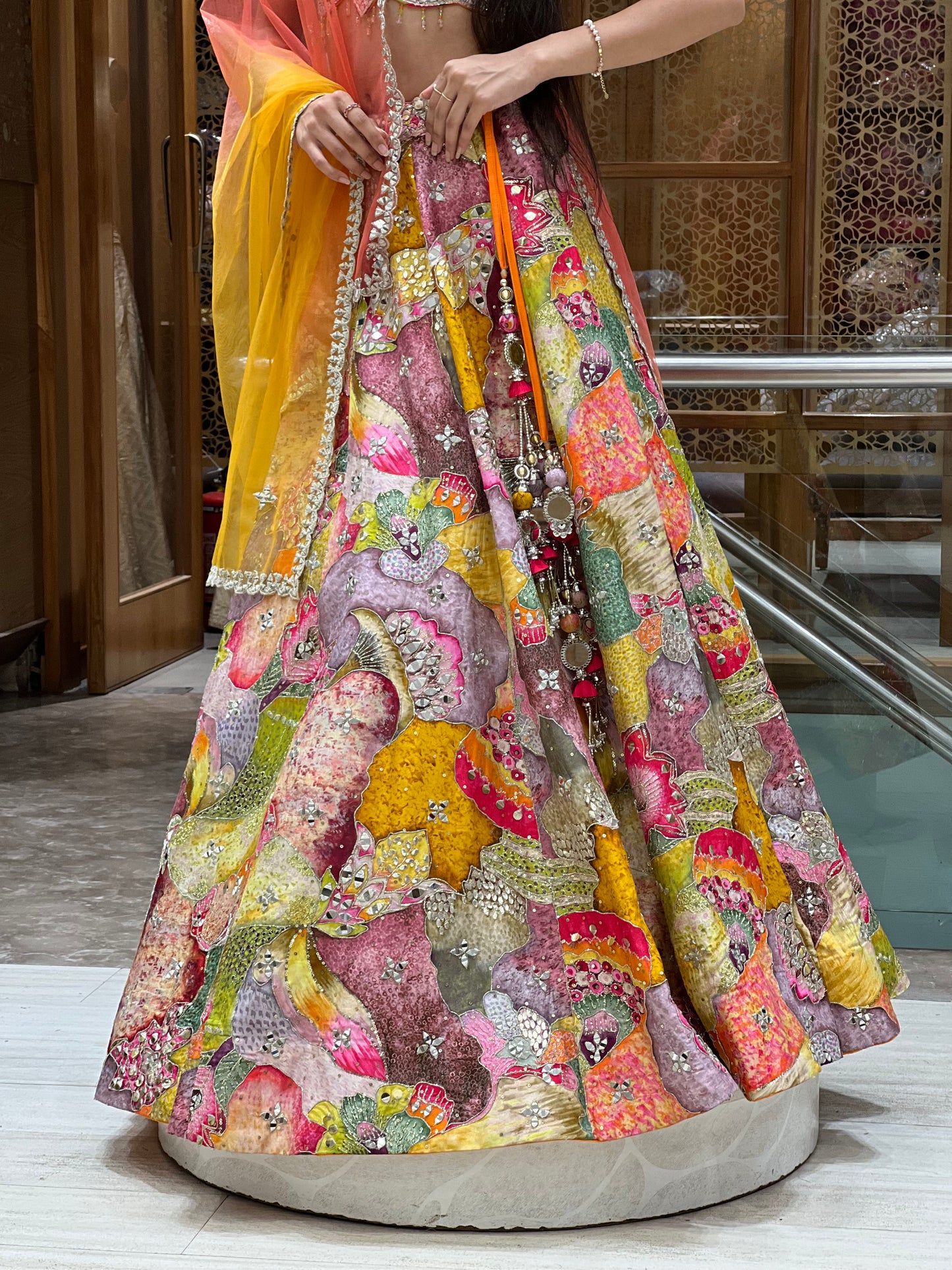 Multicolor Handcrafted Mirror Work Lehenga Set with Ombre Dupatta