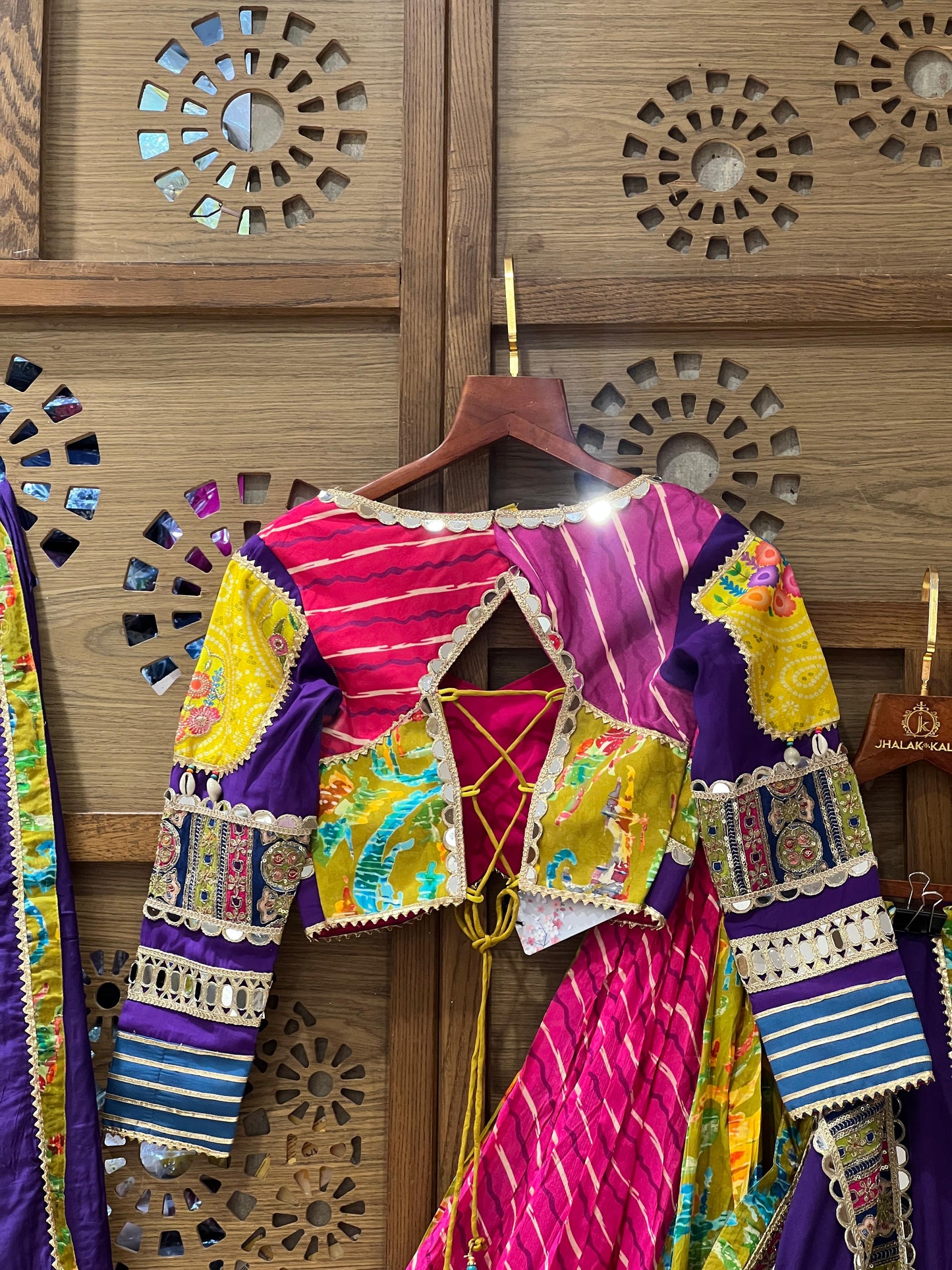 Multicolor Mirror Work Traditional Navratri Chaniya Choli with Dupatta