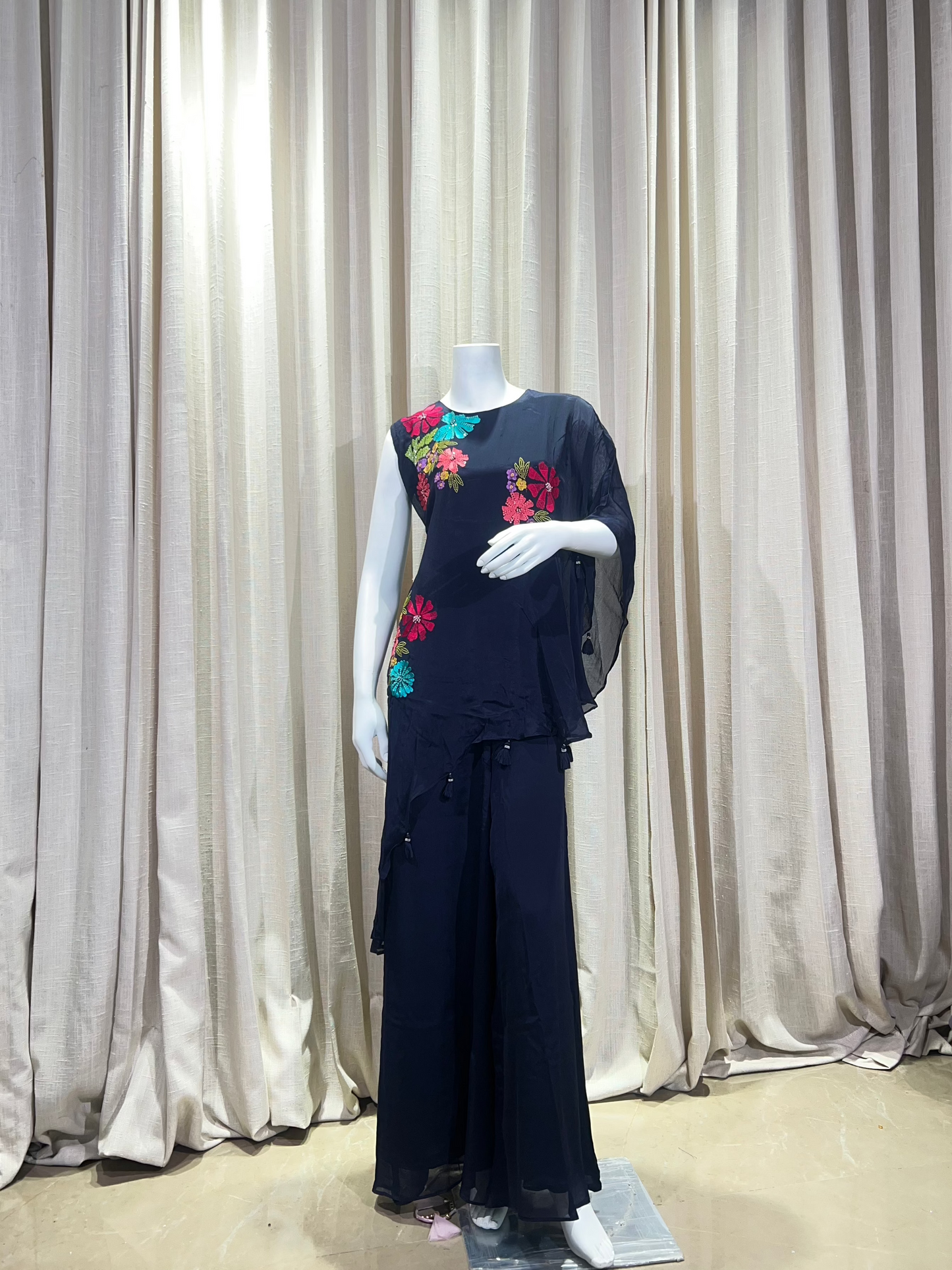 Navy Blue Designer indo-westen Plazzo set