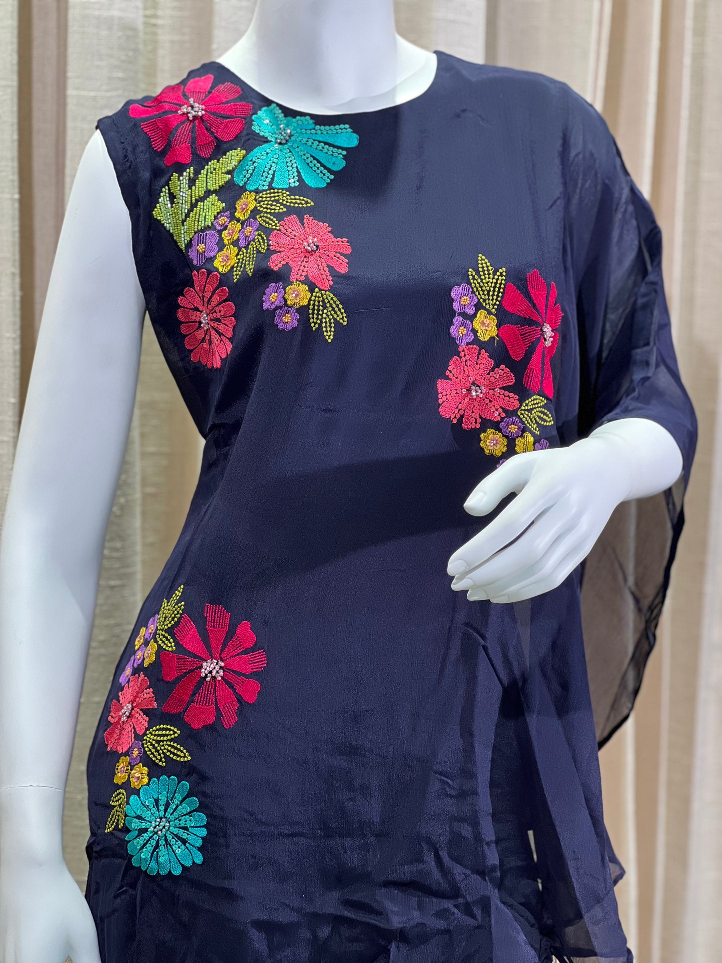 Navy Blue Designer indo-westen Plazzo set