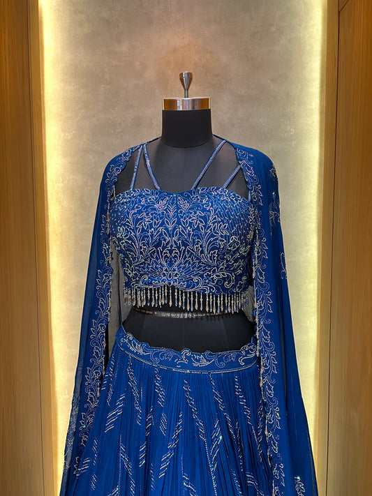 Navy Blue Diamond work Lehnga Choli