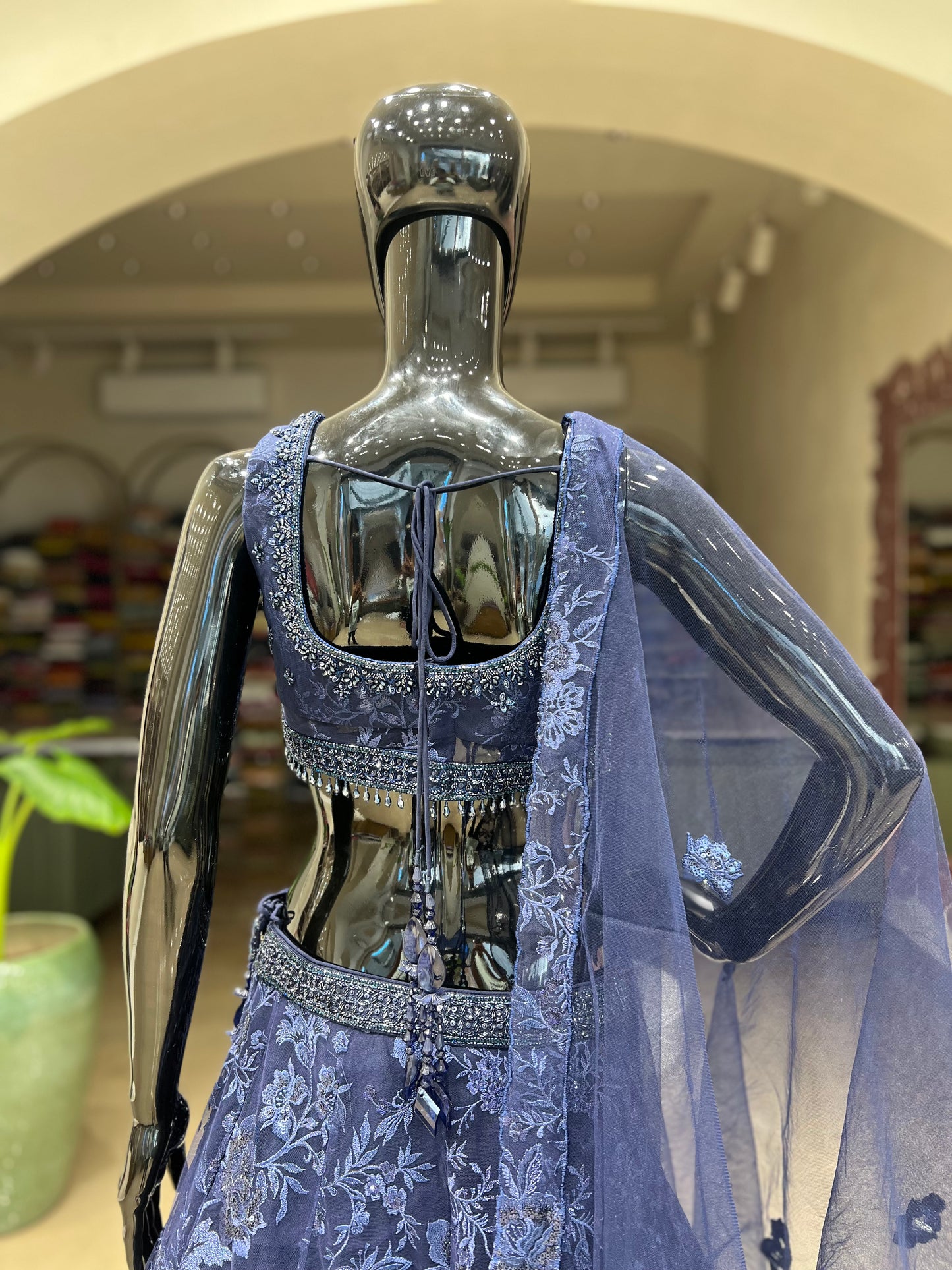 Navy Blue Flora Handcarfted with sequence work Lehnga Choli