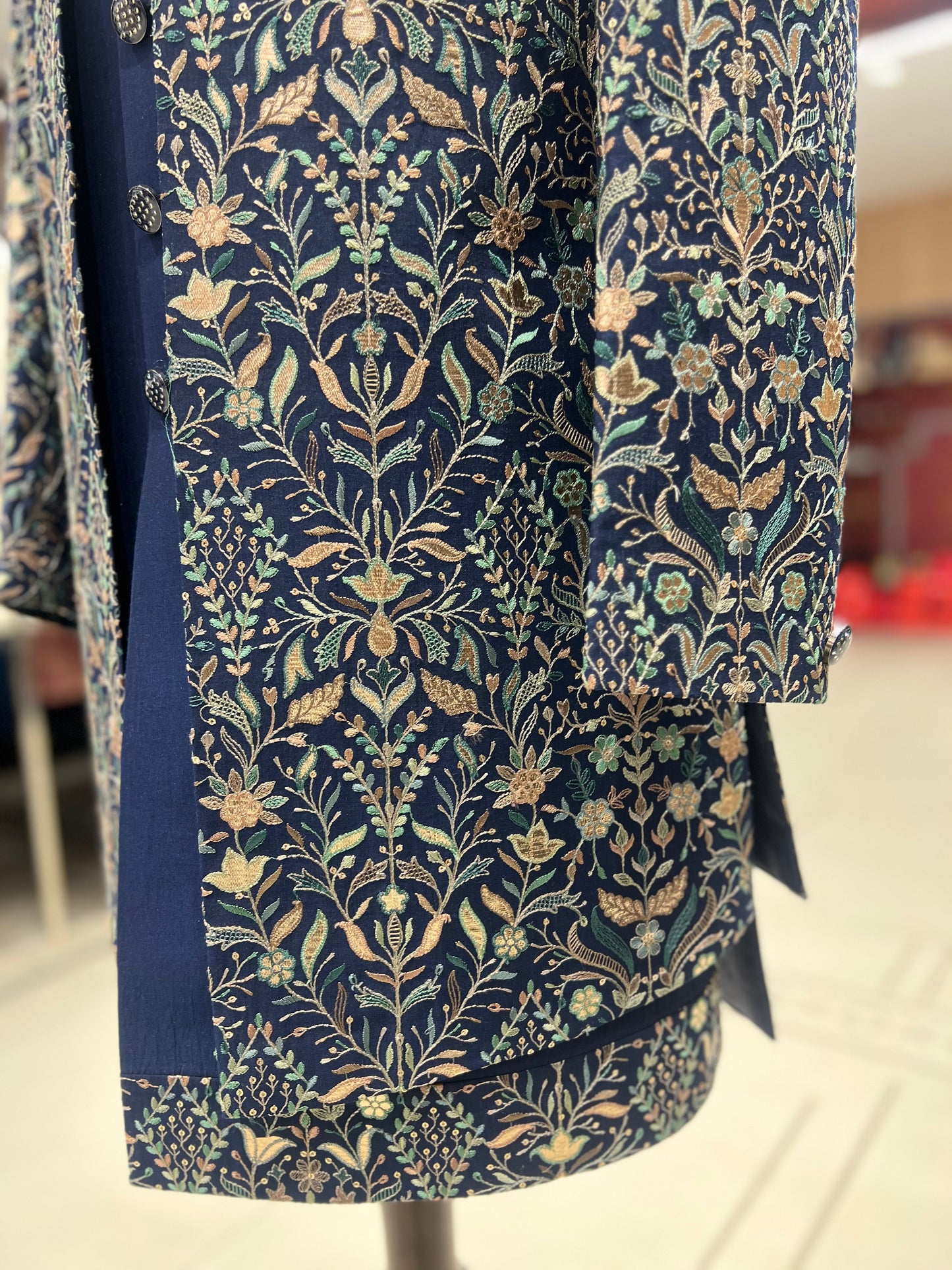 Navy Blue Indowestern Set With Hand Work