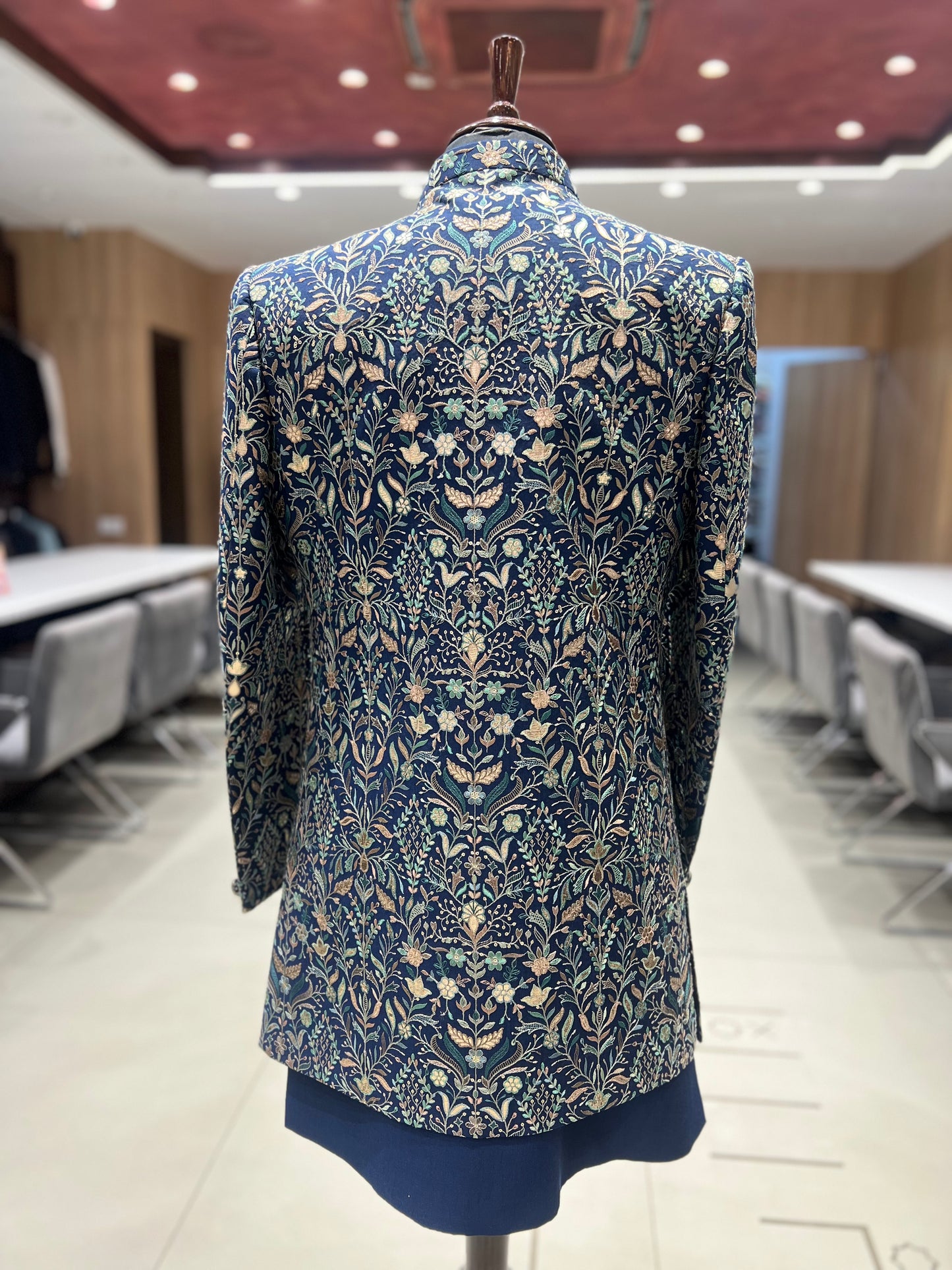 Navy Blue Indowestern Set With Hand Work