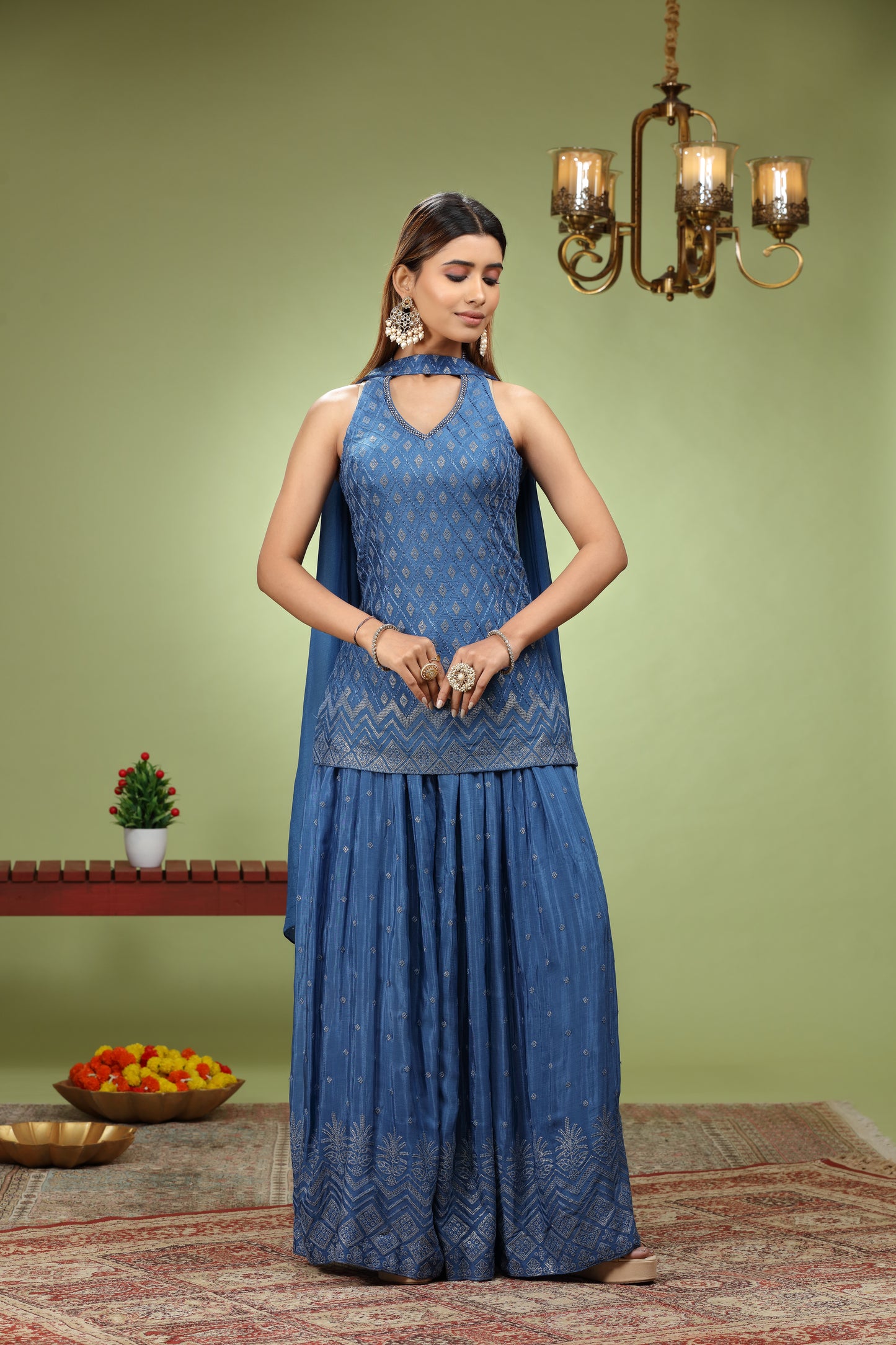 Navy Blue sharara Suit