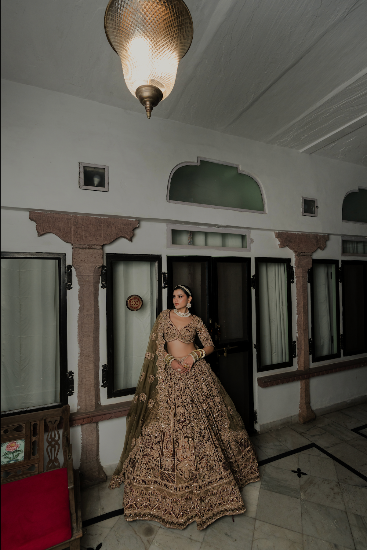 Olive Green Crepe Designer Lehenga Choli