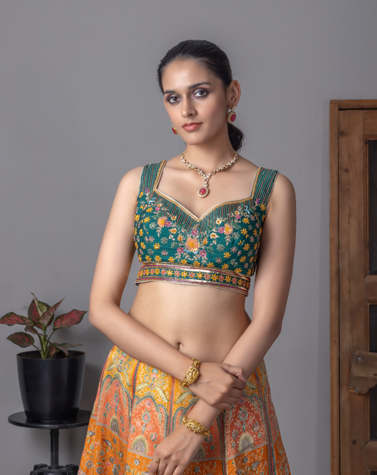 Orange printed Lehnga Choli