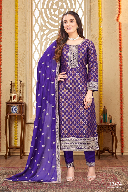 Printed Purple Suit Set