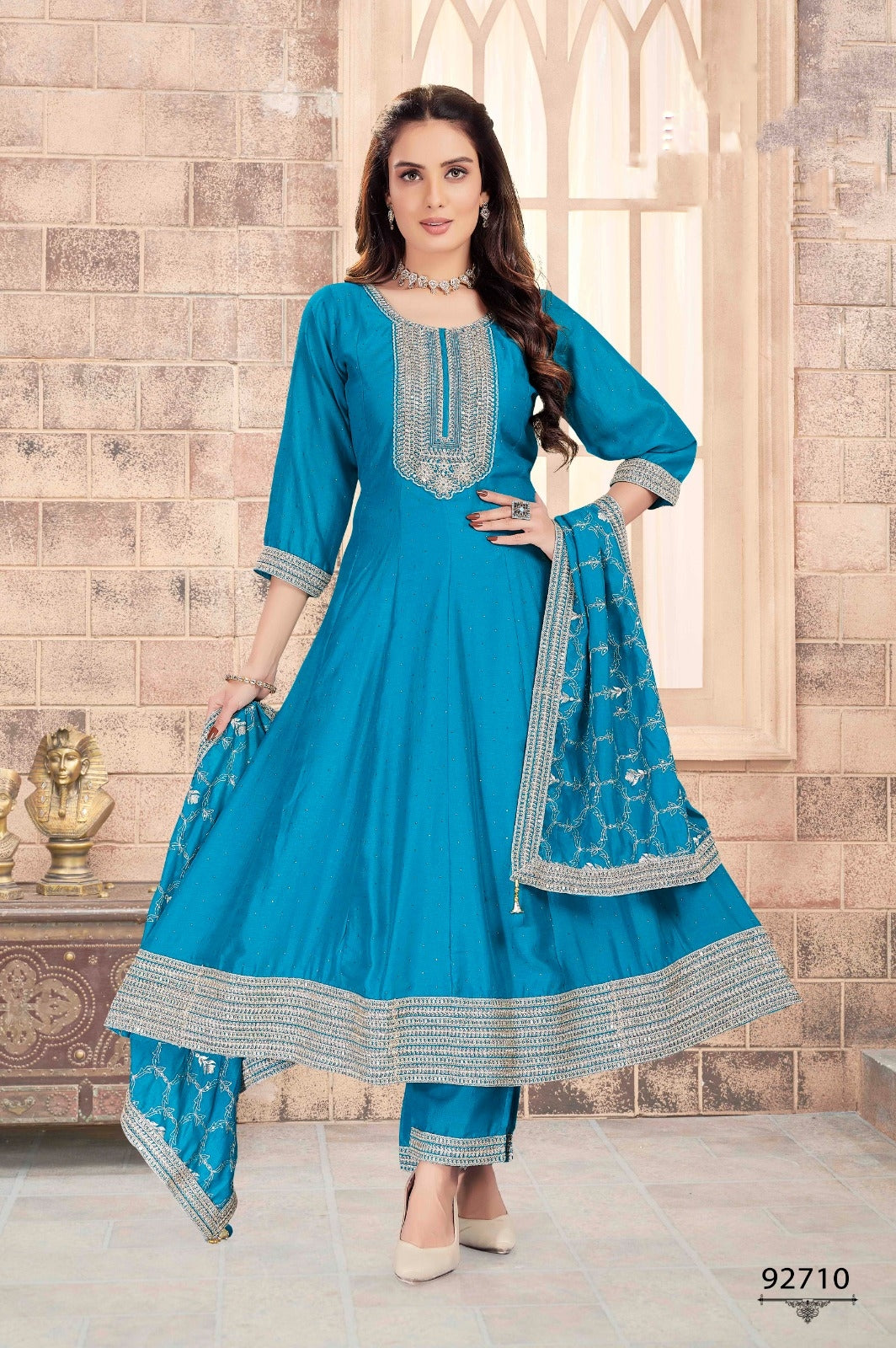 Sky Blue Anarkali Kurti Set