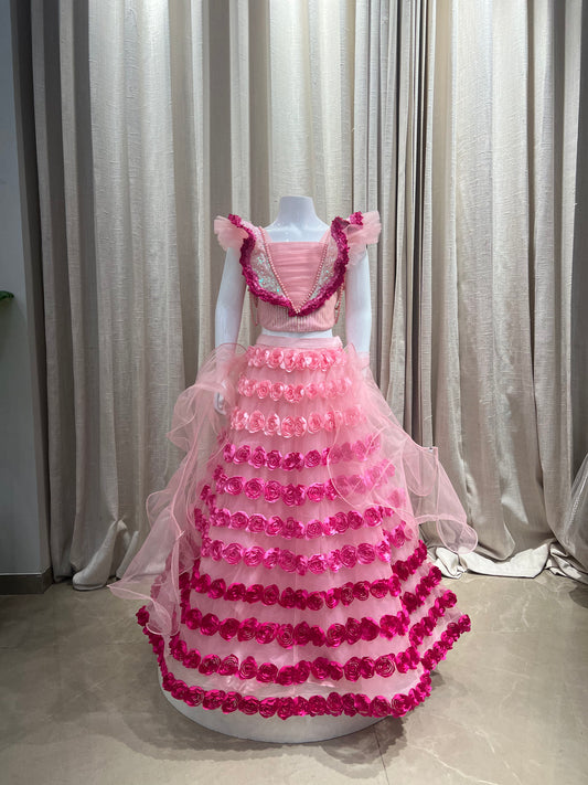 Pink Floral Designer Lehenga Set