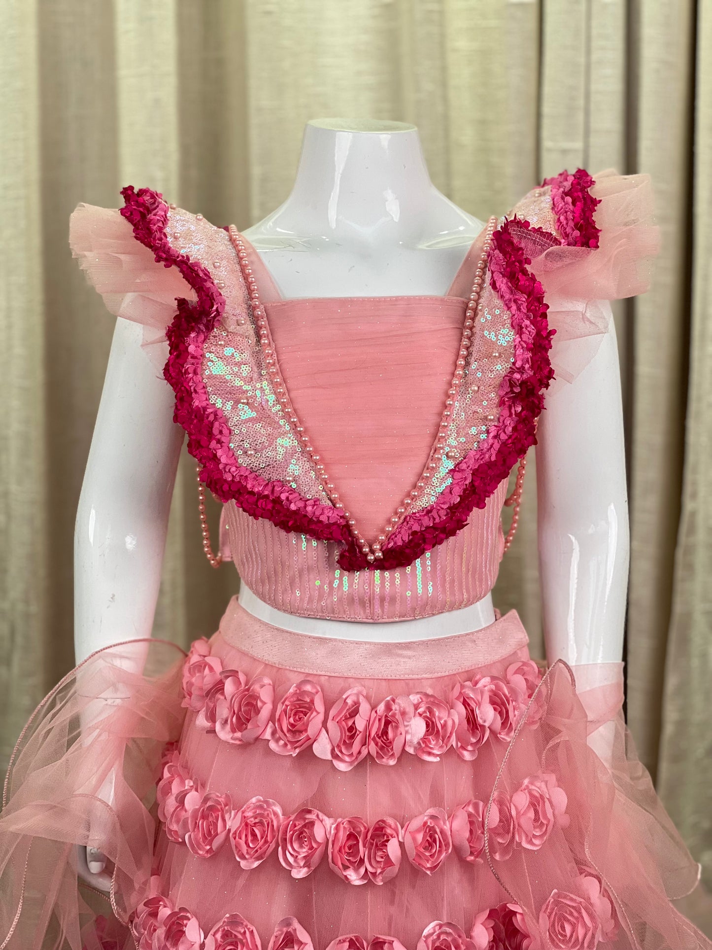 Pink Floral Designer Lehenga Set