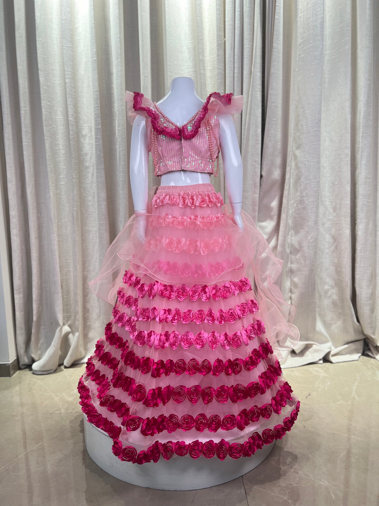 Pink Floral Designer Lehenga Set