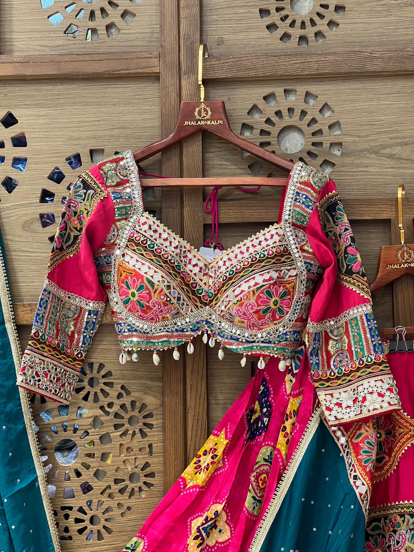 Pink & Teal Heavy Embroidered Chaniya Choli