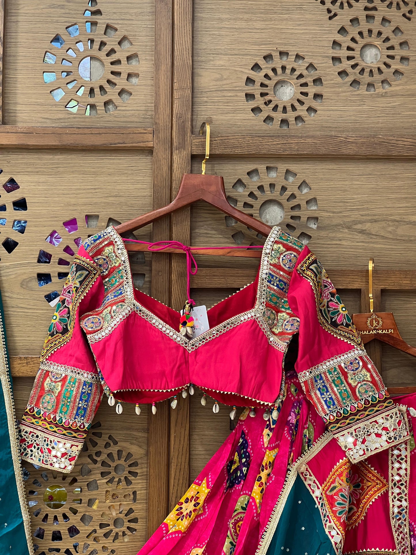 Pink & Teal Heavy Embroidered Chaniya Choli