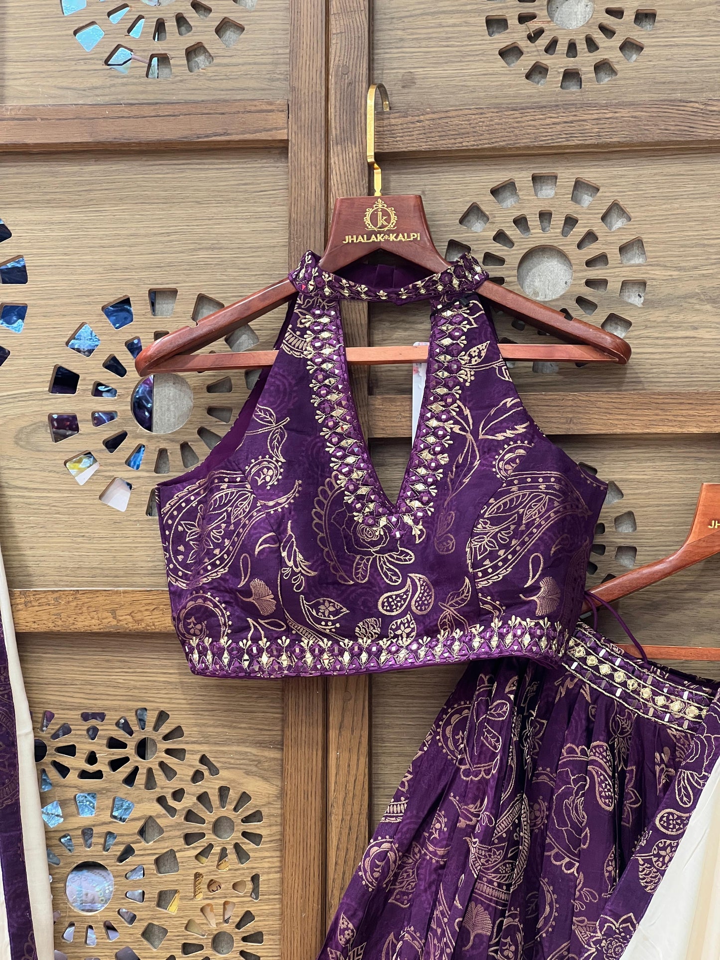 Purple Festive Banarasi Chaniya Choli with Dupatta