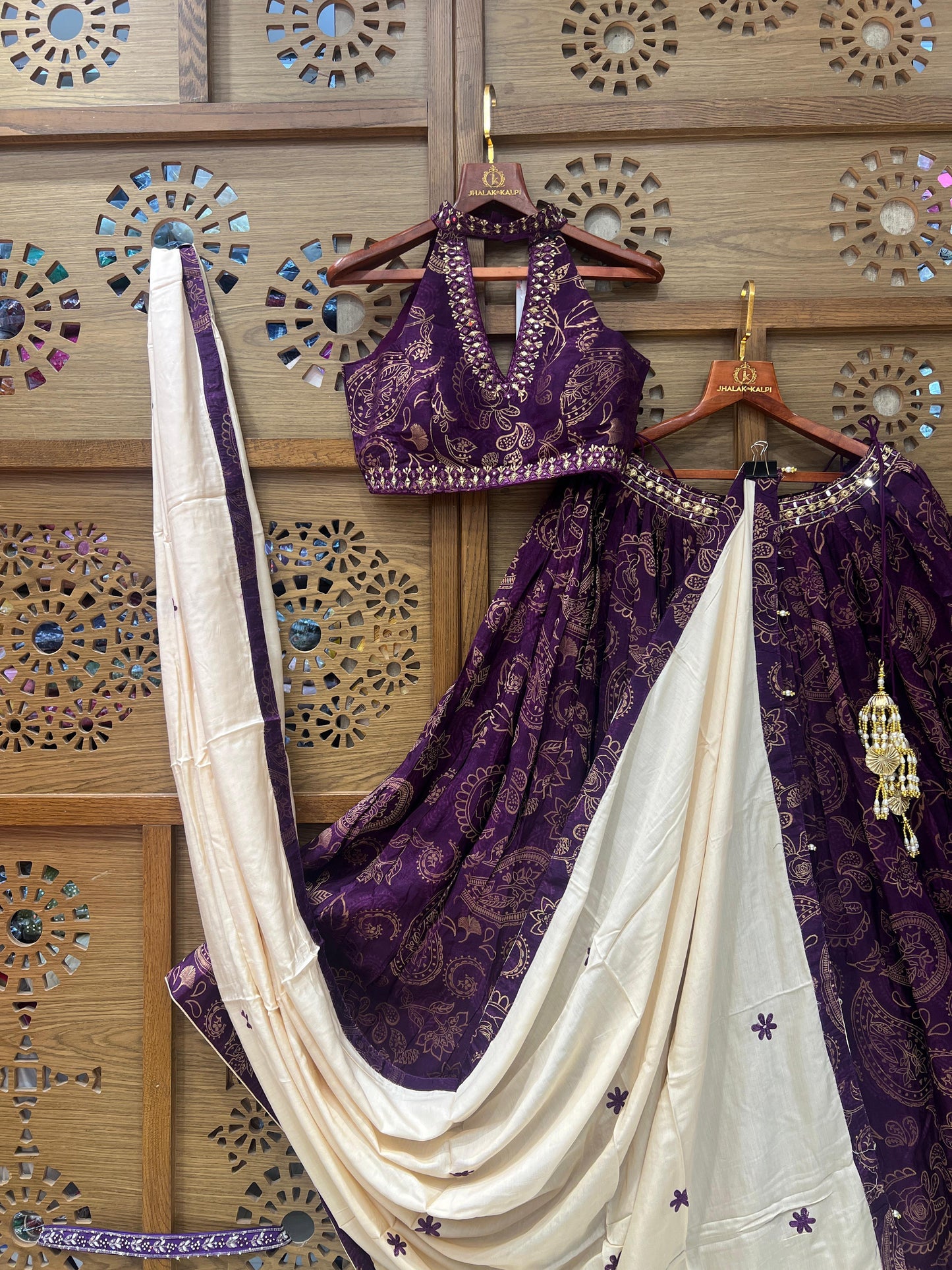 Purple Festive Banarasi Chaniya Choli with Dupatta