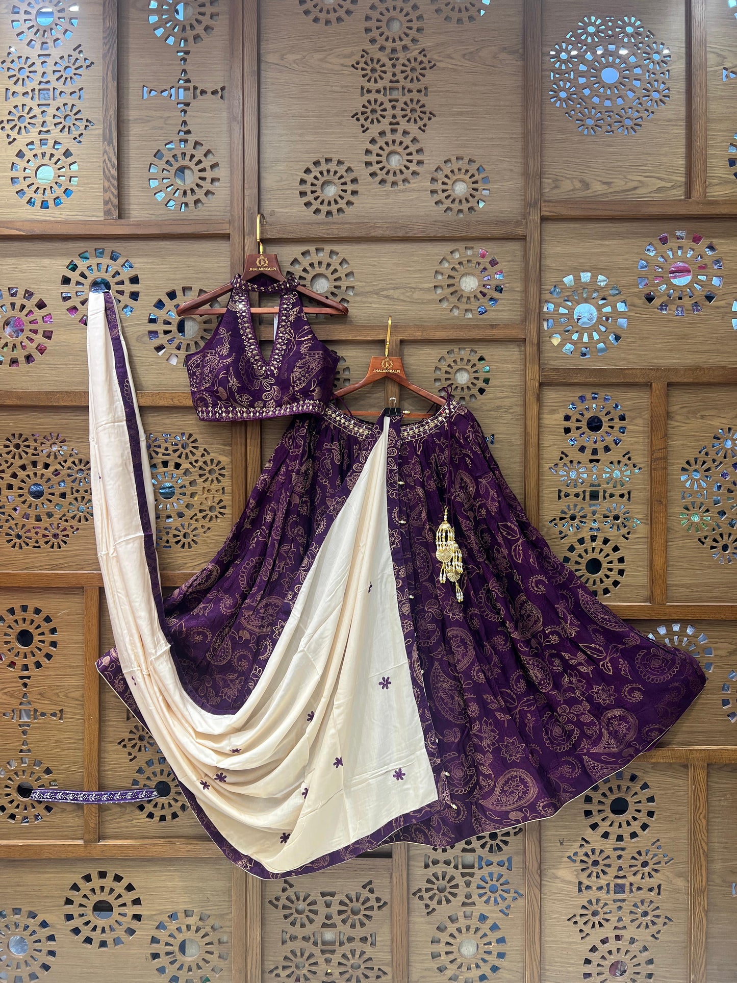 Purple Festive Banarasi Chaniya Choli with Dupatta
