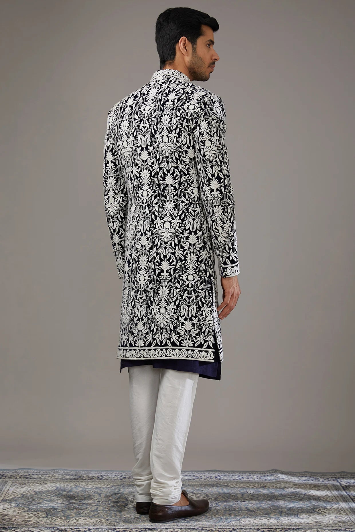 Royal Silk Blue Velvet Indo-Western Set