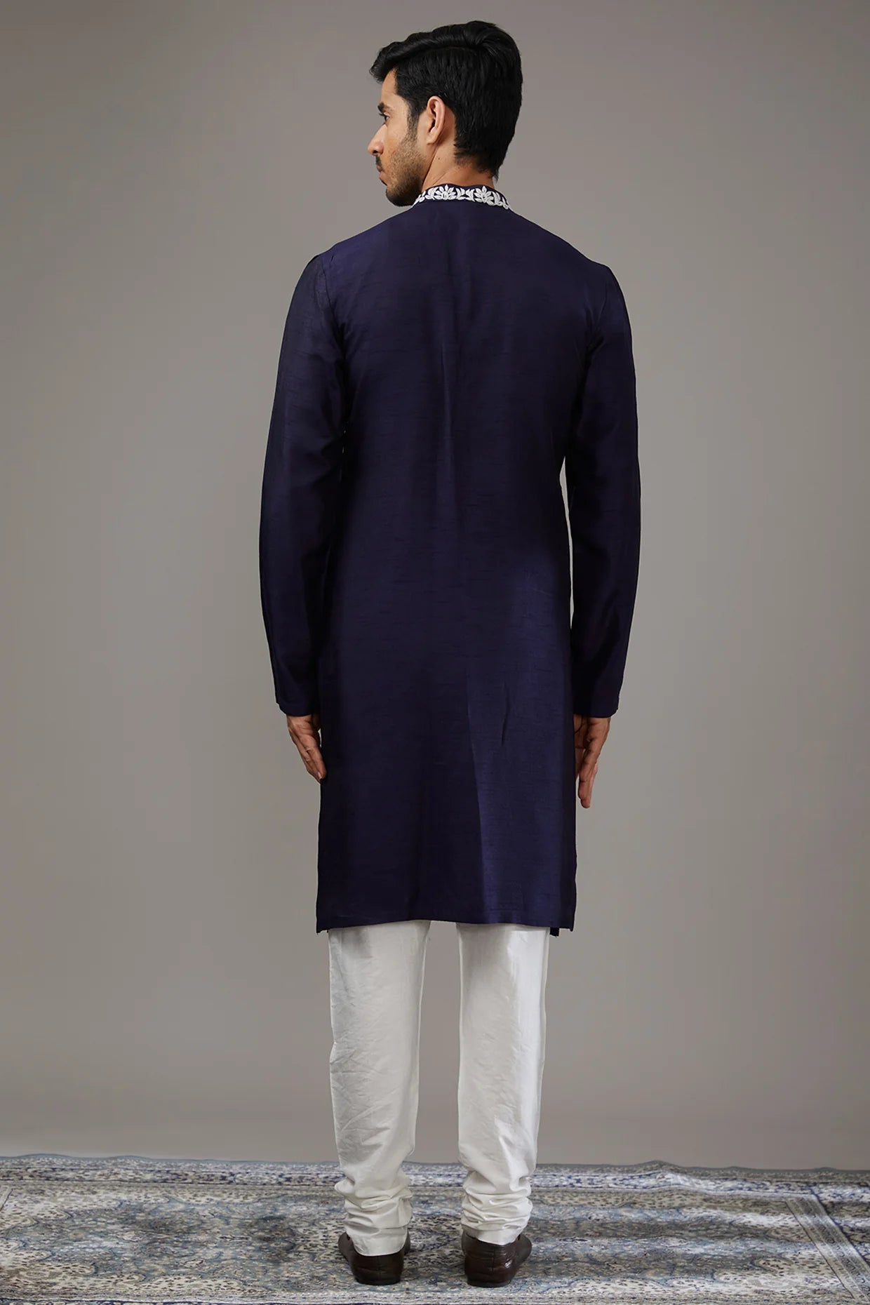 Royal Silk Blue Velvet Indo-Western Set