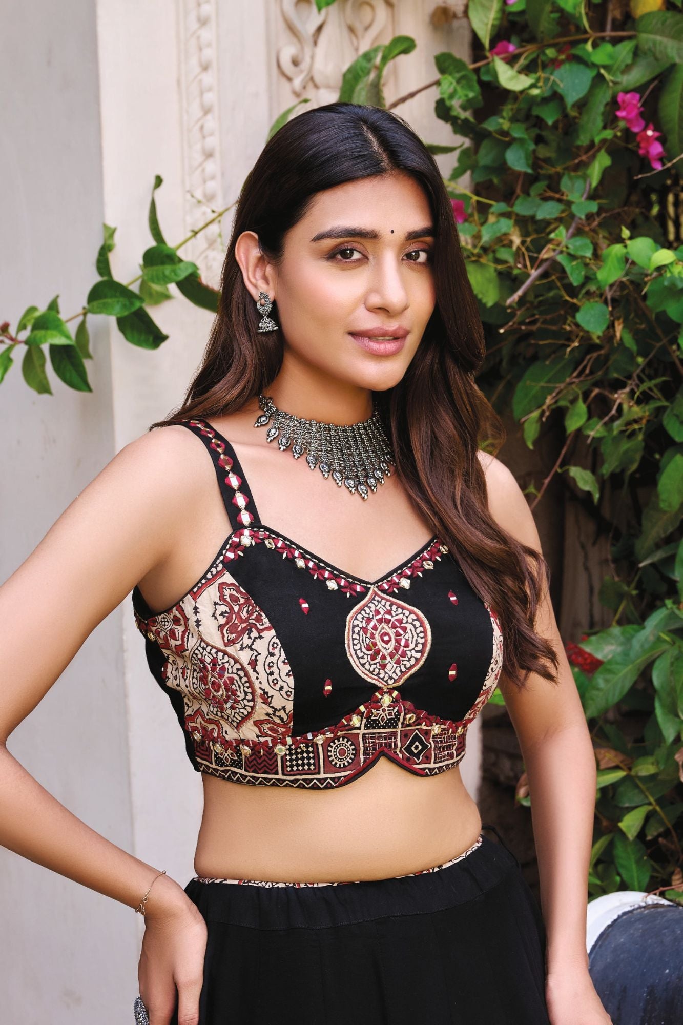 Rajasthani Heritage: Black Handcrafted Ajarakh Navratri Chaniya Choli