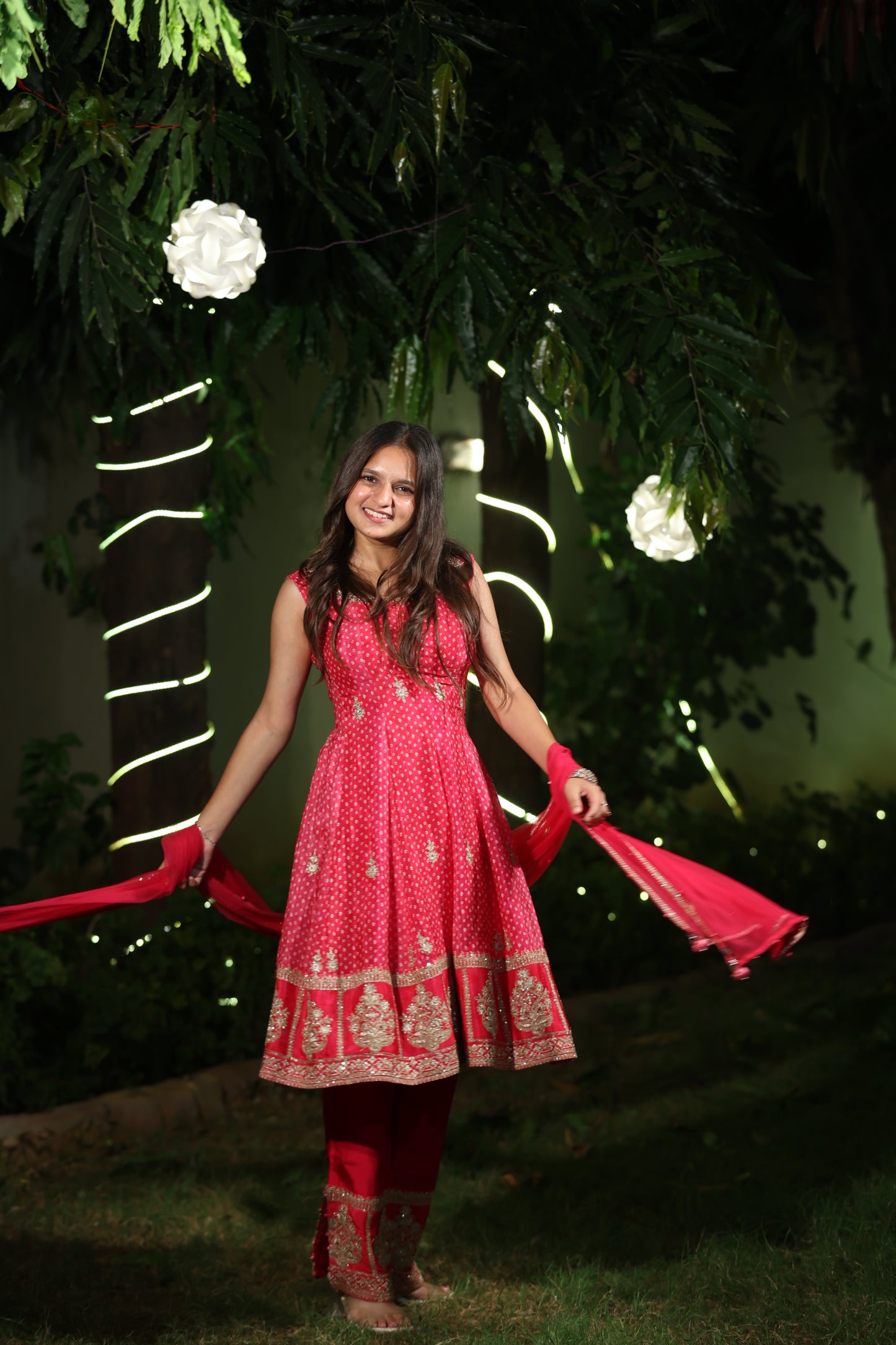 Rani Pink Georgette Embroidered Suit with Gota Patti Dupatta
