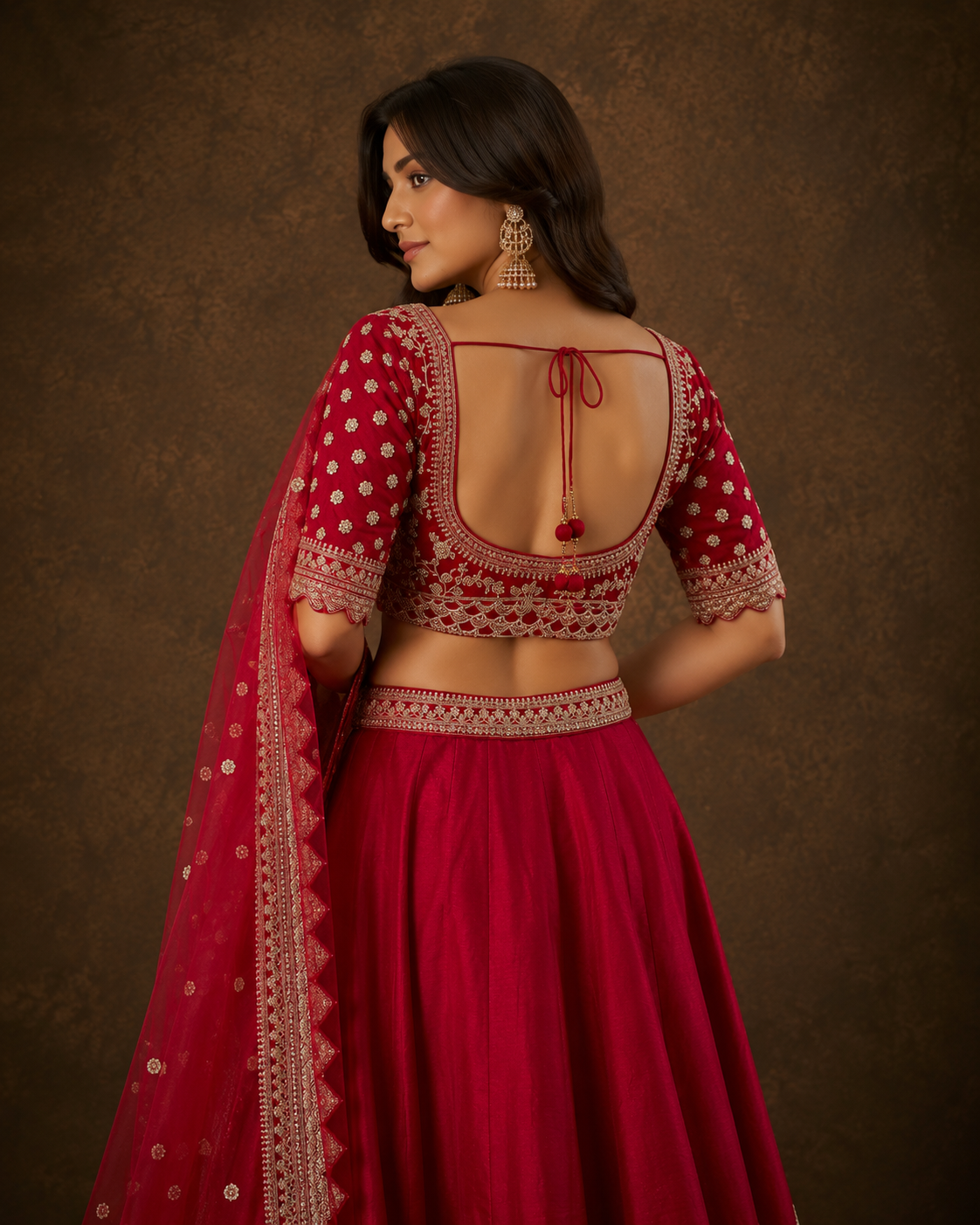 Rani Pink Silk Bridal Lehenga Choli with Zari Peacock & Elephant Border Embroidery
