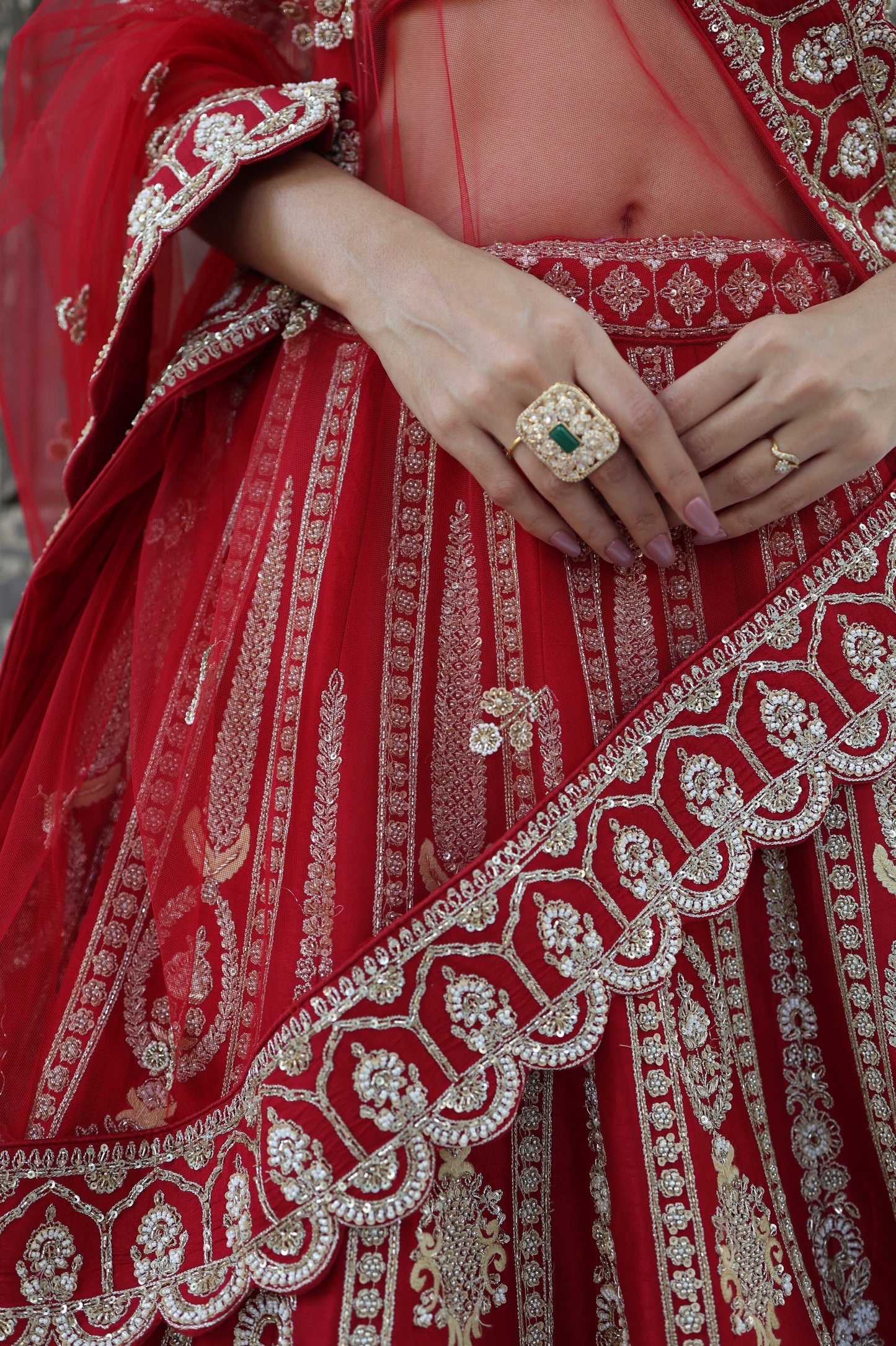 Red Bridal Lehnga Choli With Embroidered Work