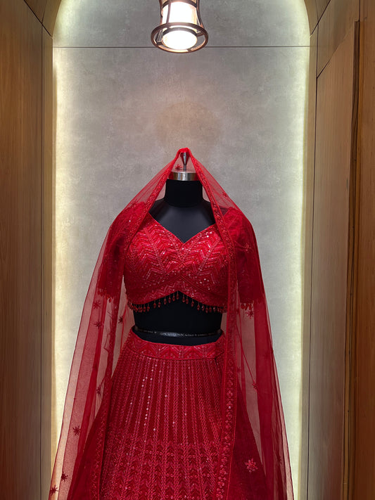 Red Sequence work Lehnga Choli