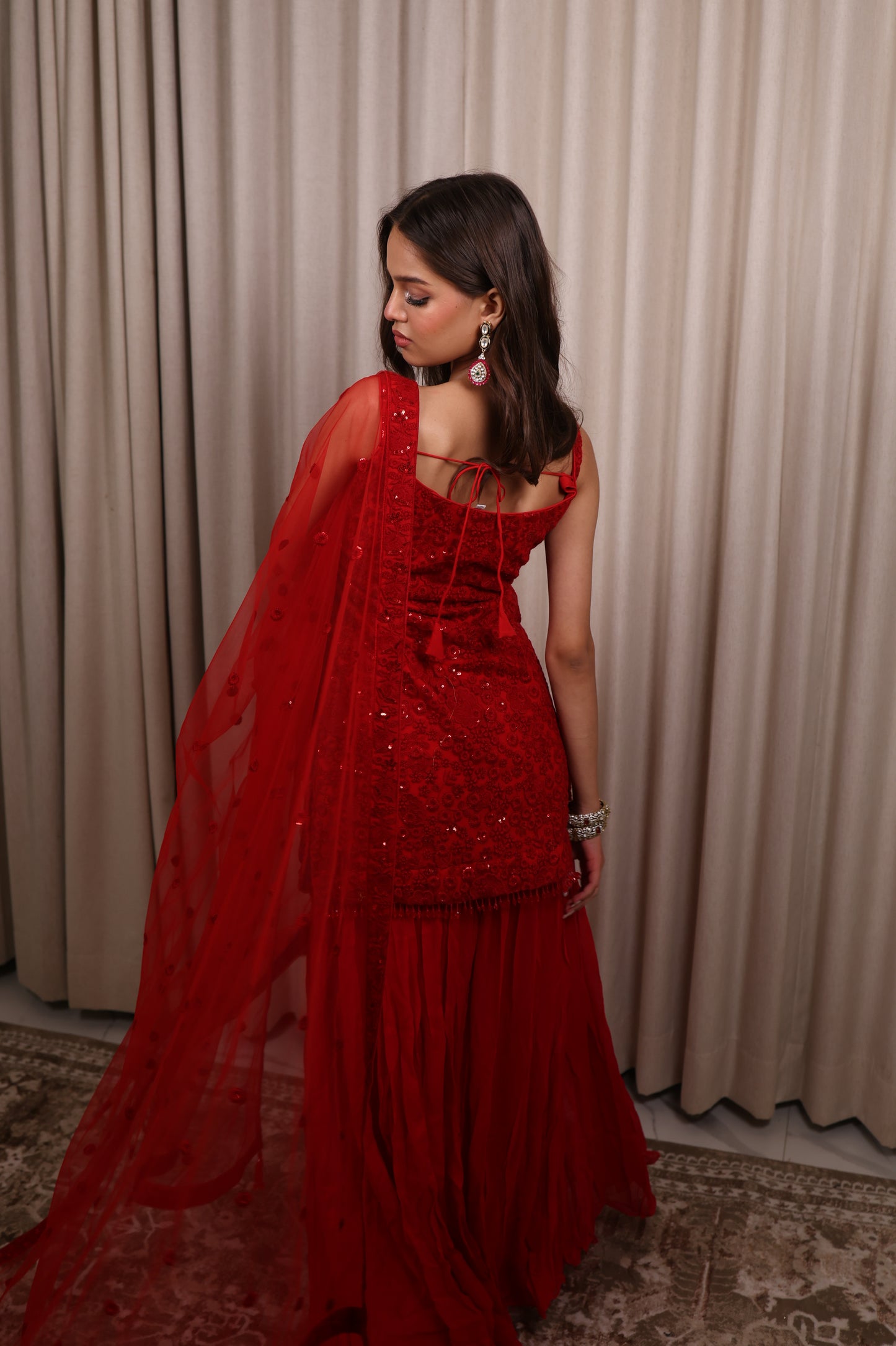 Red Sharara Suit
