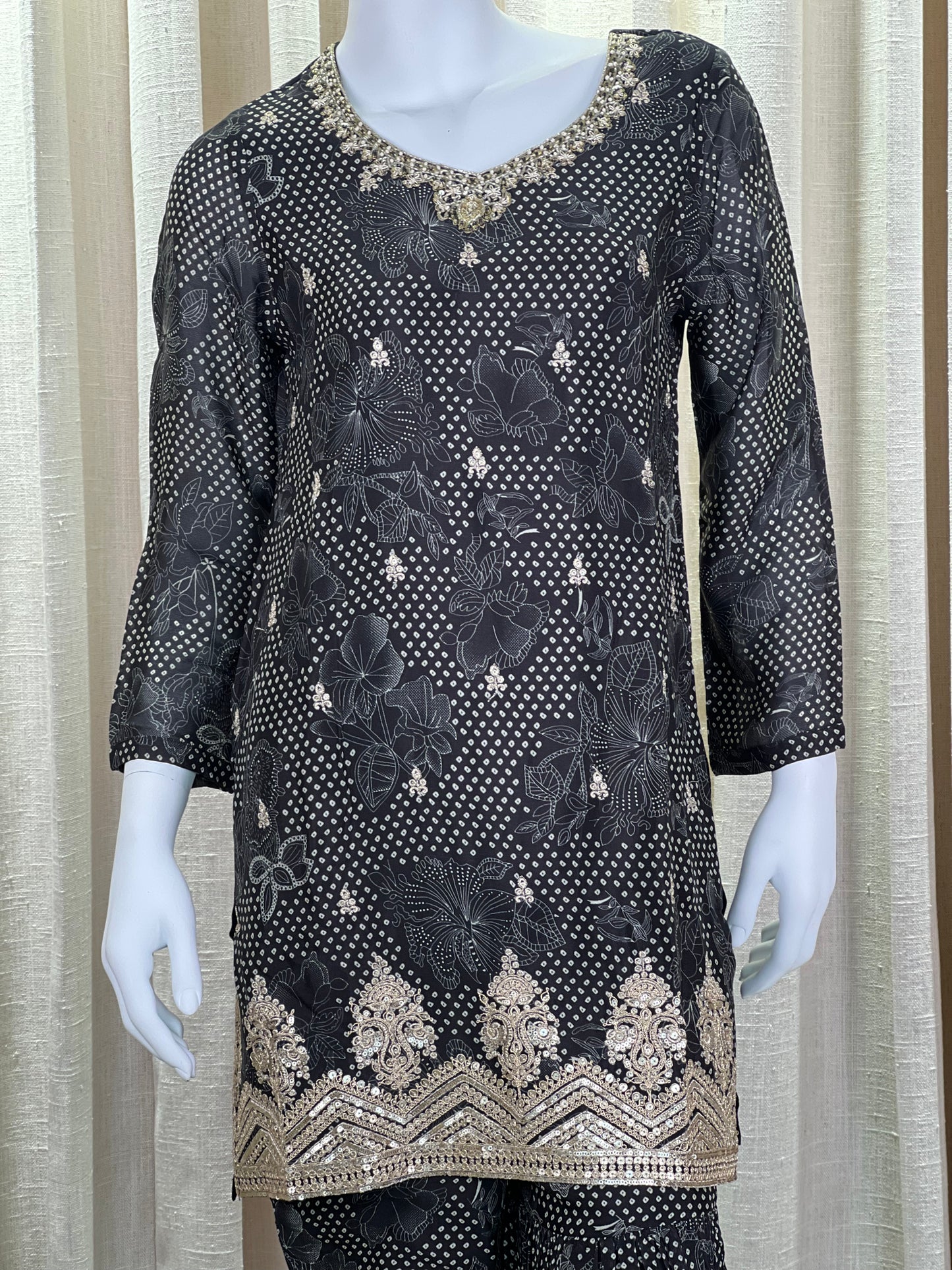 Regal Black Georgette Sharara Suit with Heavy Embroidery & Sequin Work