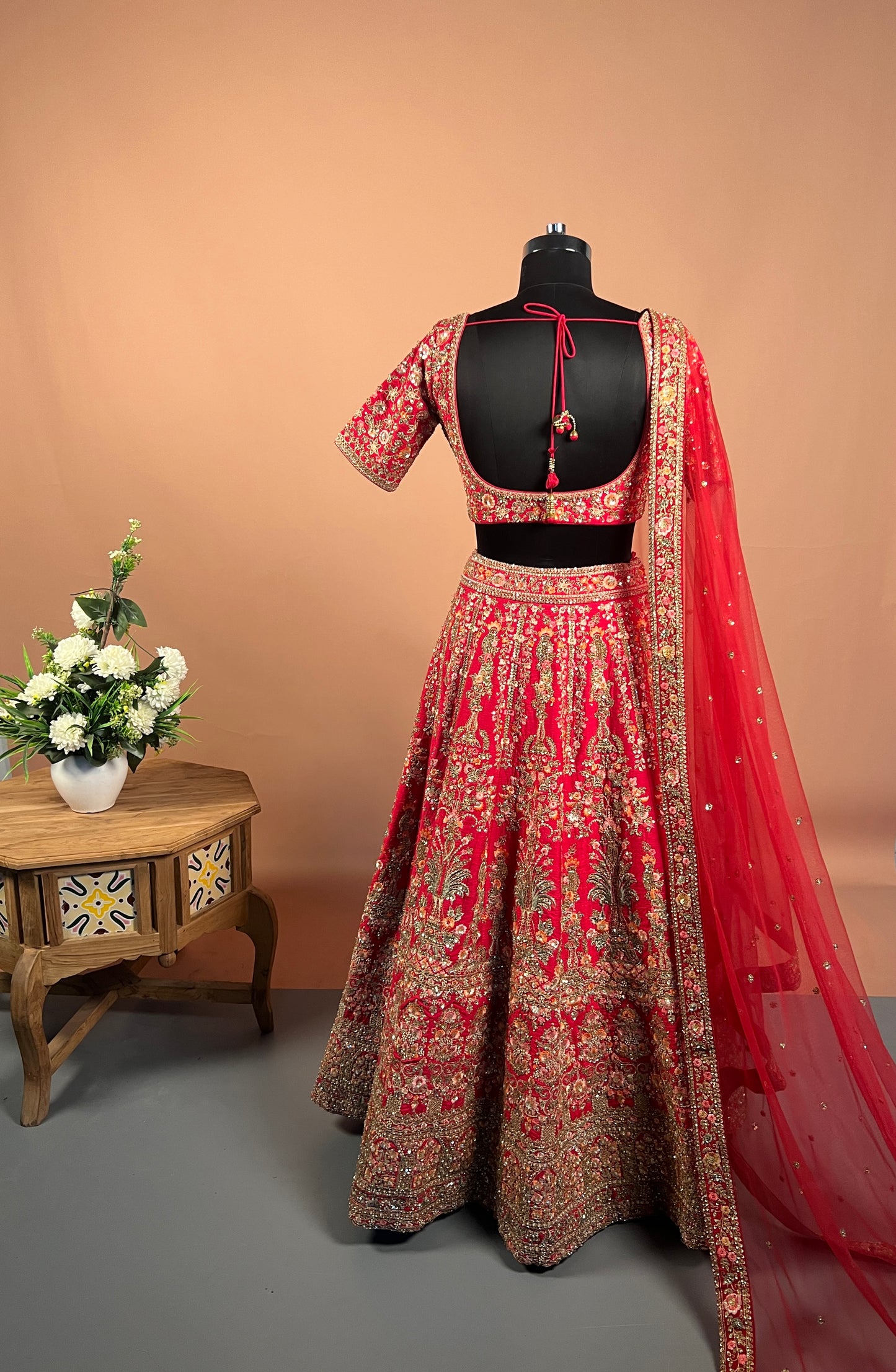 Regal Red Zari Embroidered Bridal Lehenga Set
