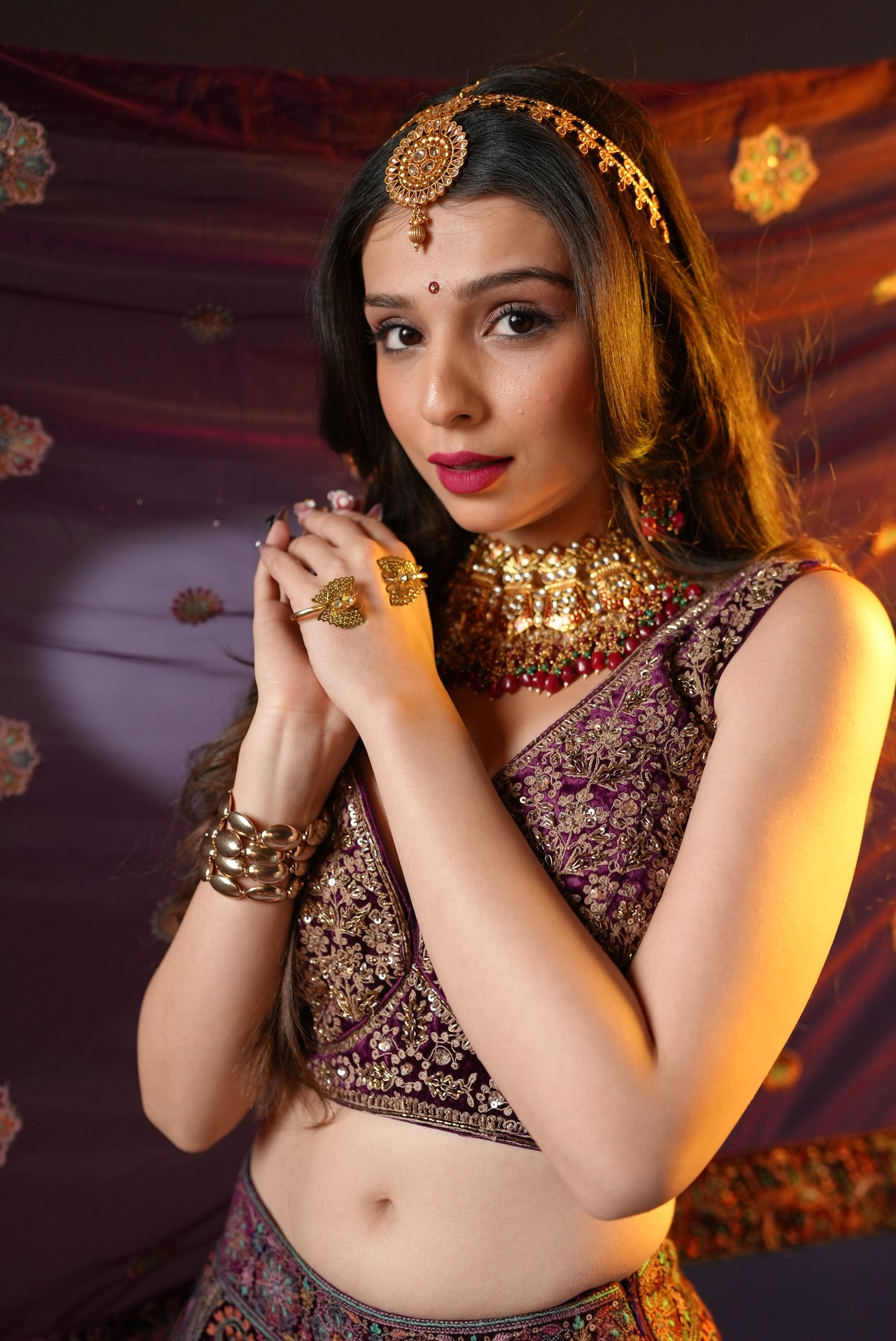 Royal Purple Embroidered Bridal Lehenga Choli