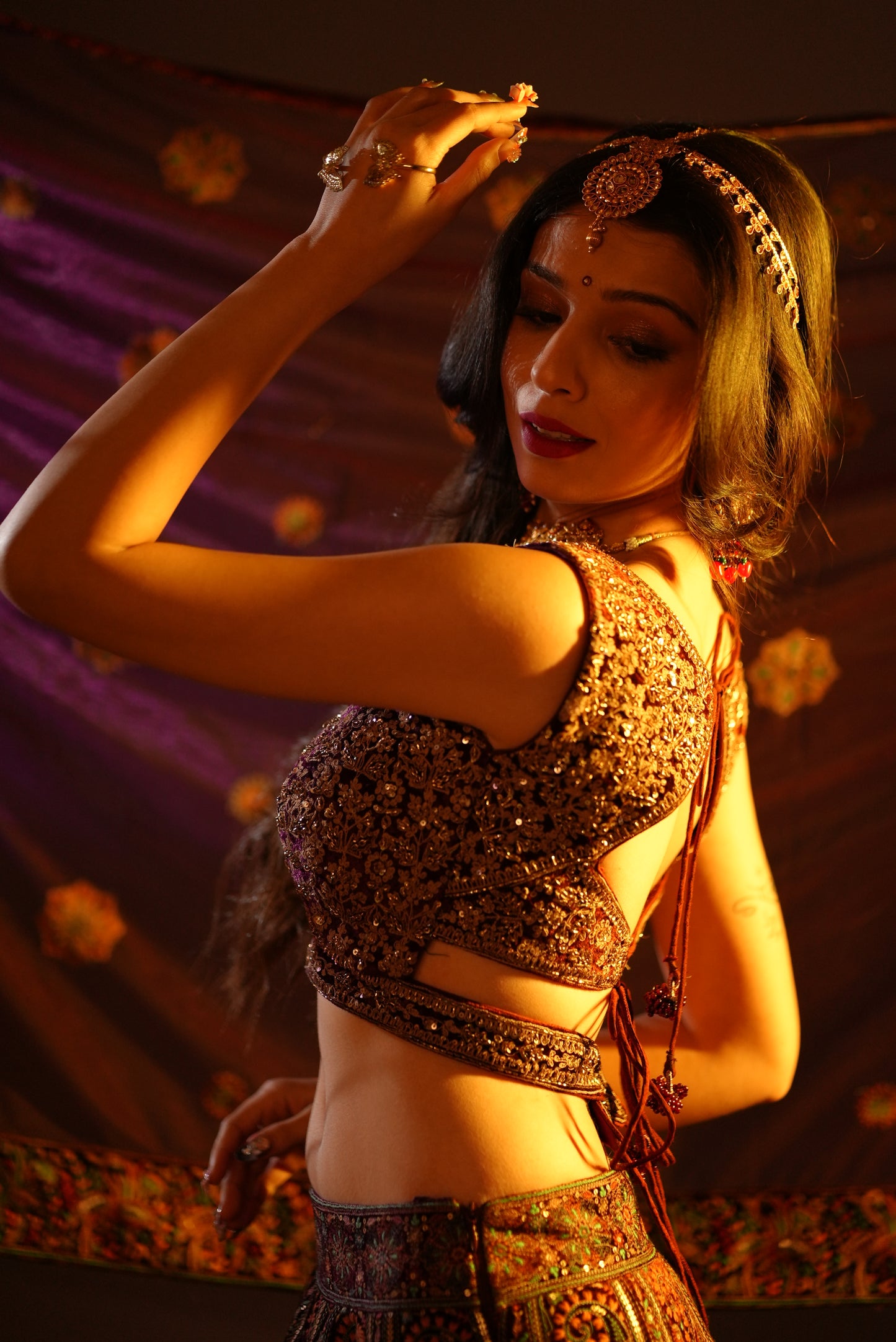 Royal Purple Embroidered Bridal Lehenga Choli