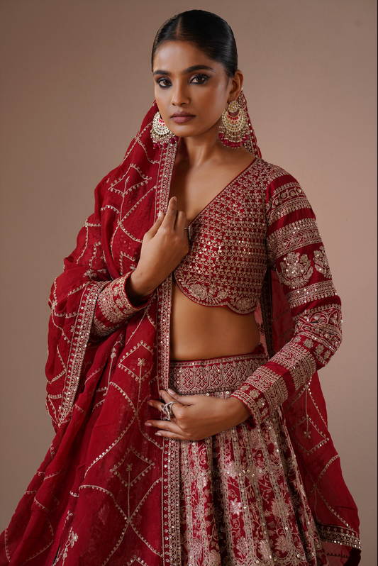 Royal Rani Pink Embroidered Silk Lehenga Set