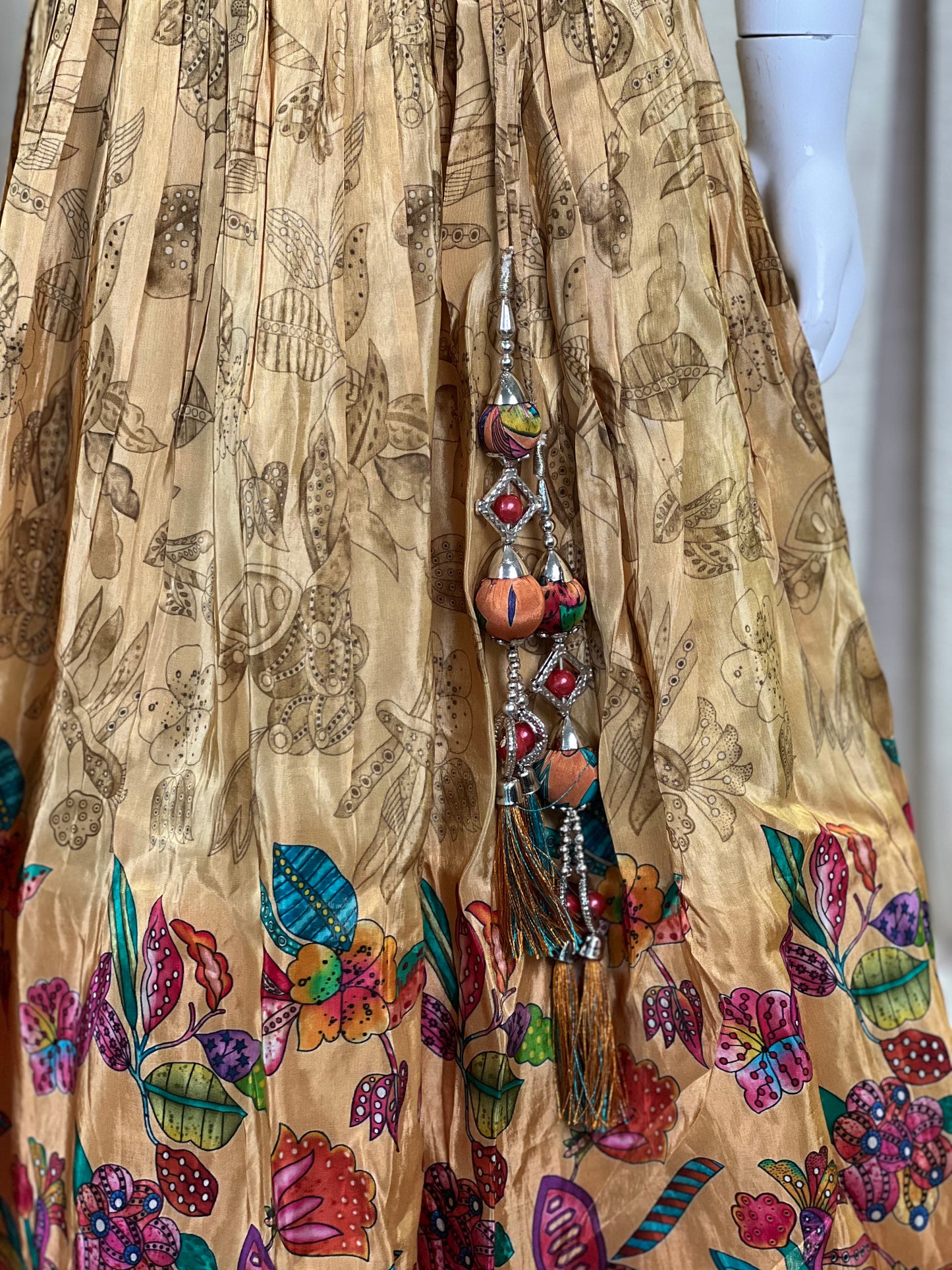 Rust Orange and Mustard Embroidered Butterfly Lehenga Set for Girls